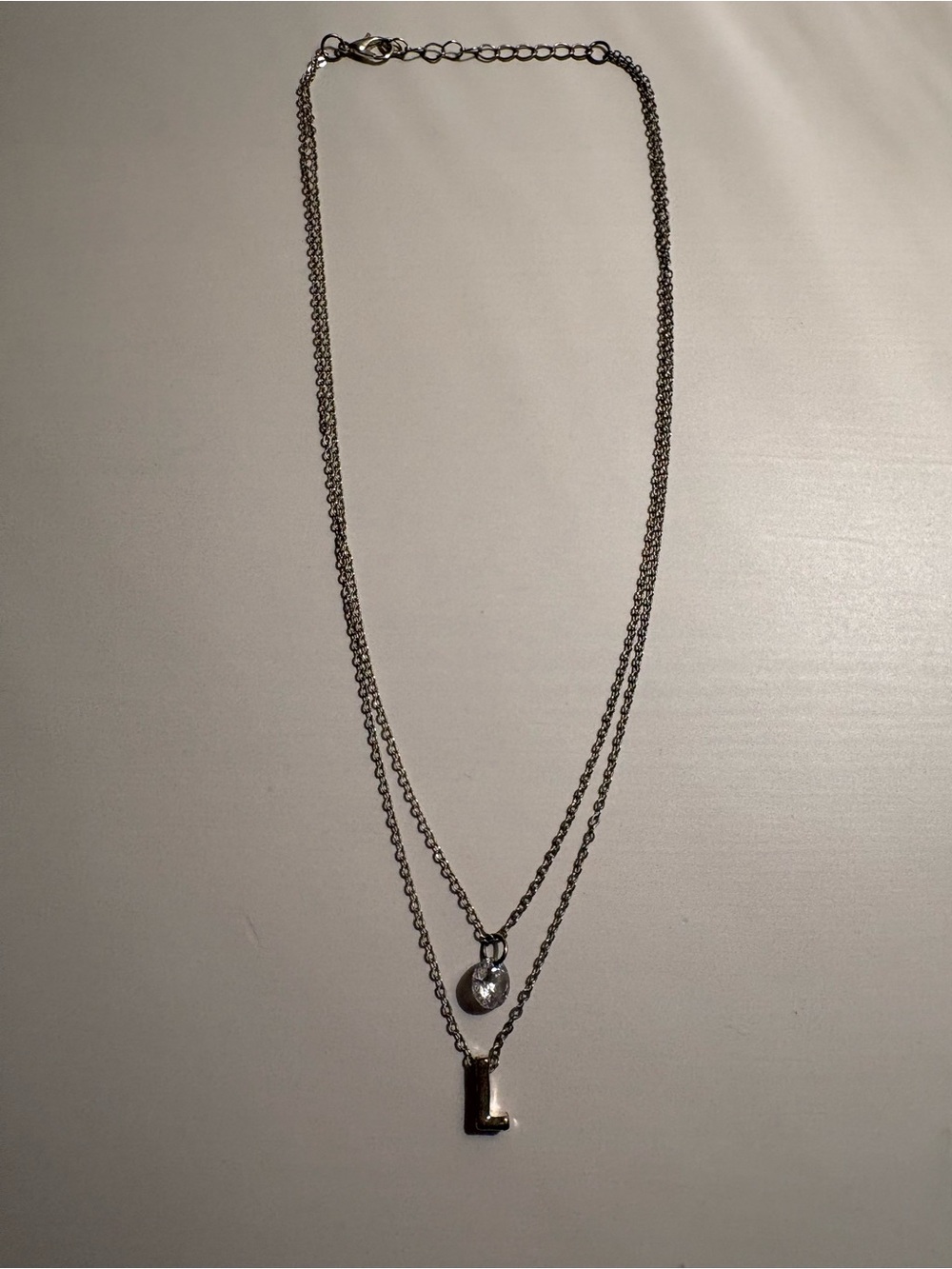 Sterling-Tone Layered 'L' Initial Necklace in Silver